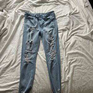 American Eagle Outfitters Light Blue Ripped Skinny Jeans